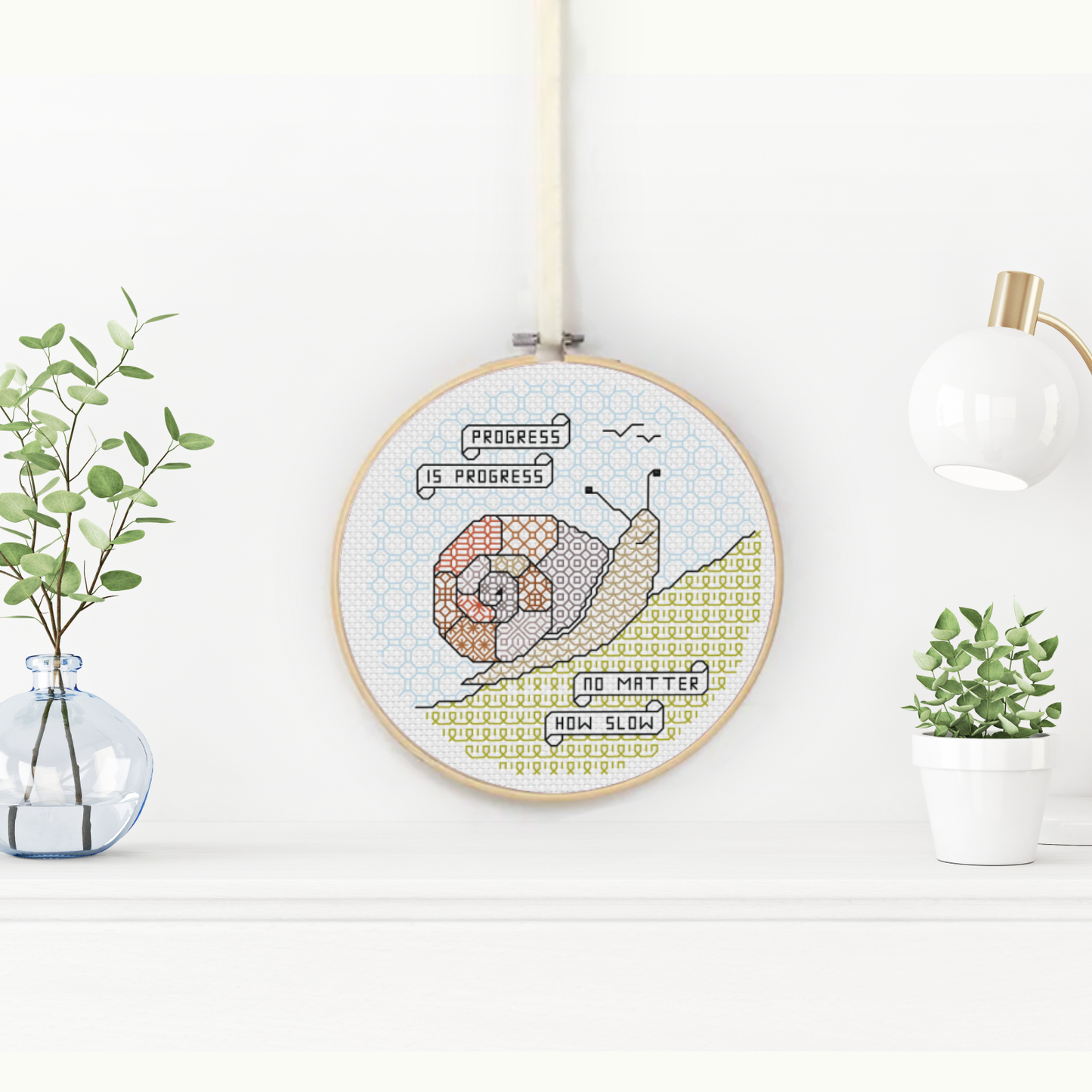 Progress is Progress Blackwork Pattern by Peppermint Purple