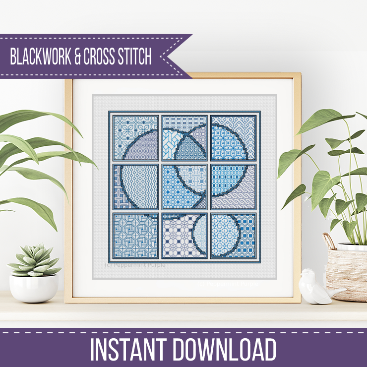 The Blue Edit Blackwork Pattern by Peppermint Purple
