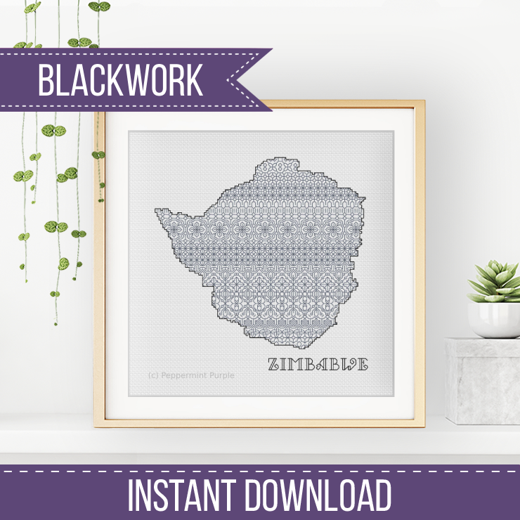 Zimbabwe Blackwork Pattern by Peppermint Purple