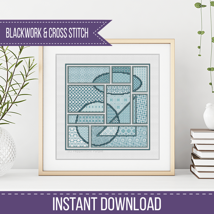 The Turquoise Edit Blackwork Pattern by Peppermint Purple
