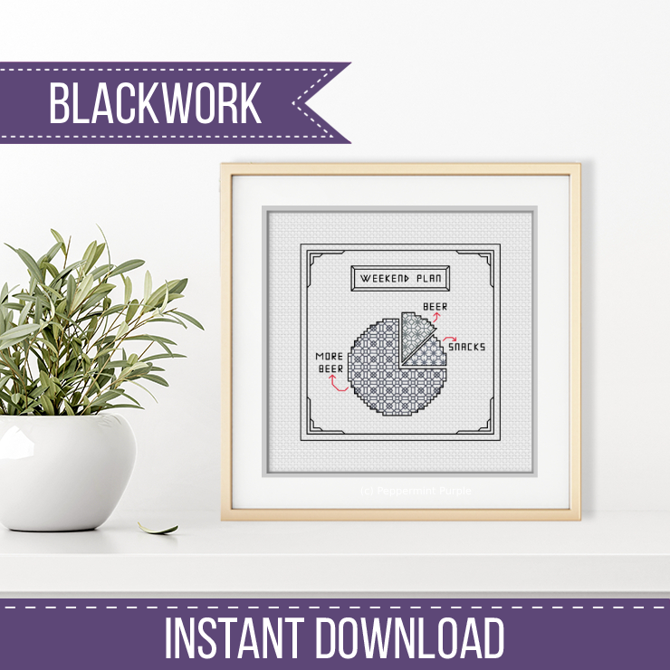 Centre Stage - Weekend Plan Blackwork Pattern by Peppermint Purple