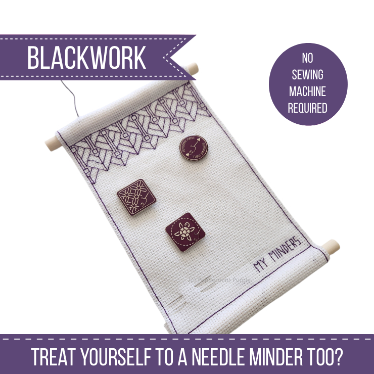 Needle Minder Wall Hanging Kit Blackwork Kit by Peppermint Purple