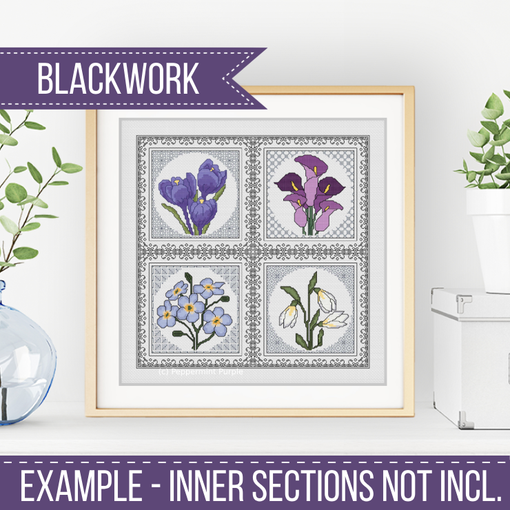 Centre Stage - Border 7 Blackwork Pattern by Peppermint Purple