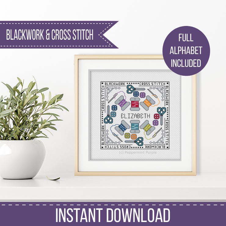 Centre Stage - Craft Room Blackwork Pattern by Peppermint Purple