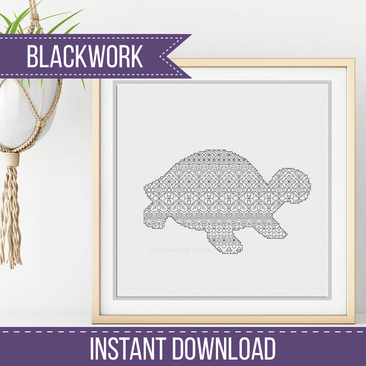Blackwork Turtle Blackwork Pattern by Peppermint Purple
