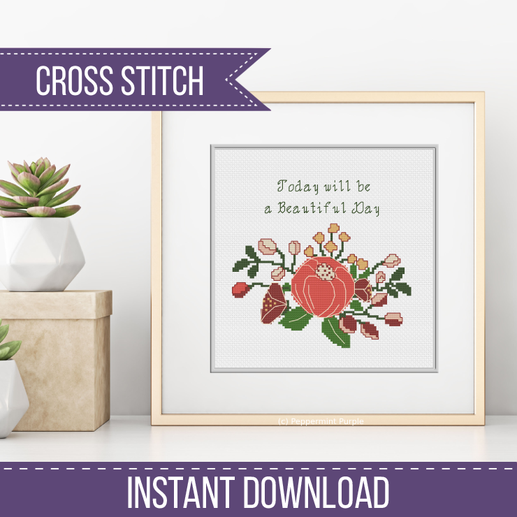 Flower Motif Cross Stitch Pattern by Peppermint Purple