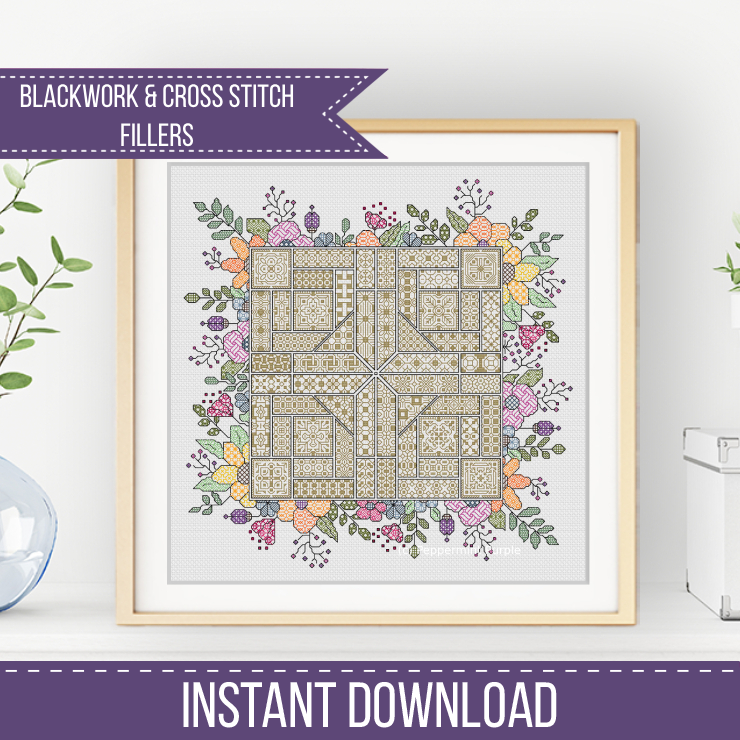 2024 SAL - Floral Blackwork Pattern by Peppermint Purple