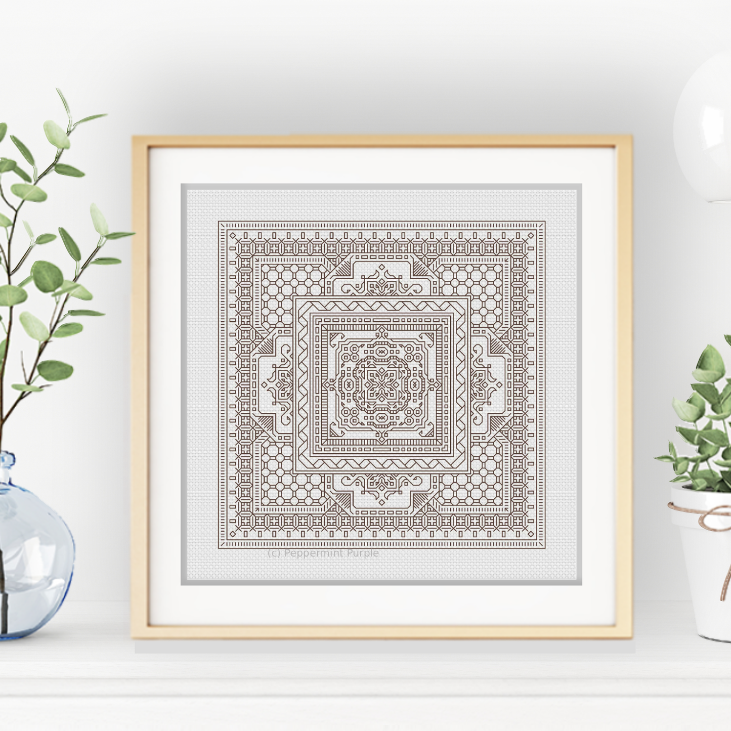 Study In Beige Brown Blackwork Pattern by Peppermint Purple