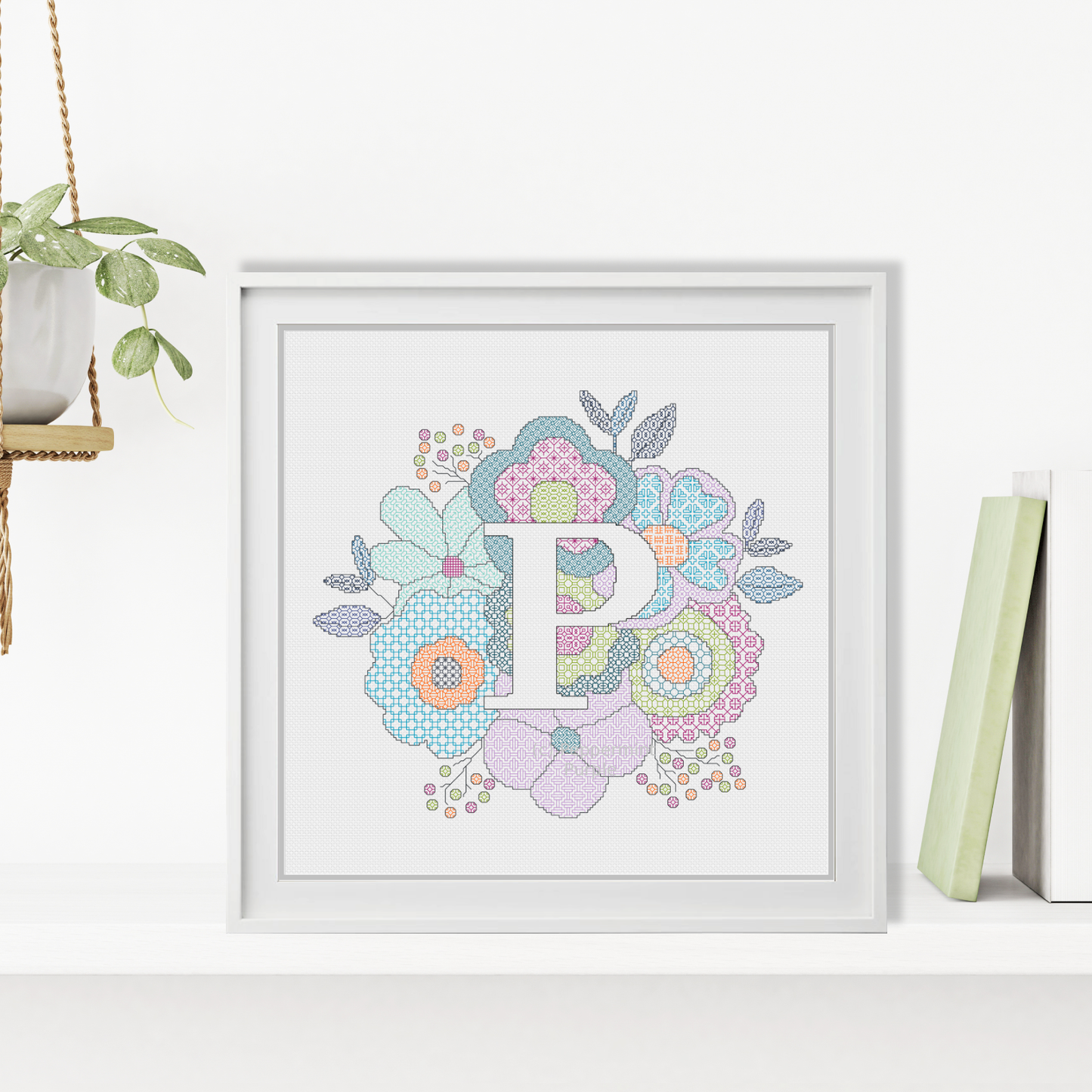 Floral Letters Blackwork Pattern by Peppermint Purple