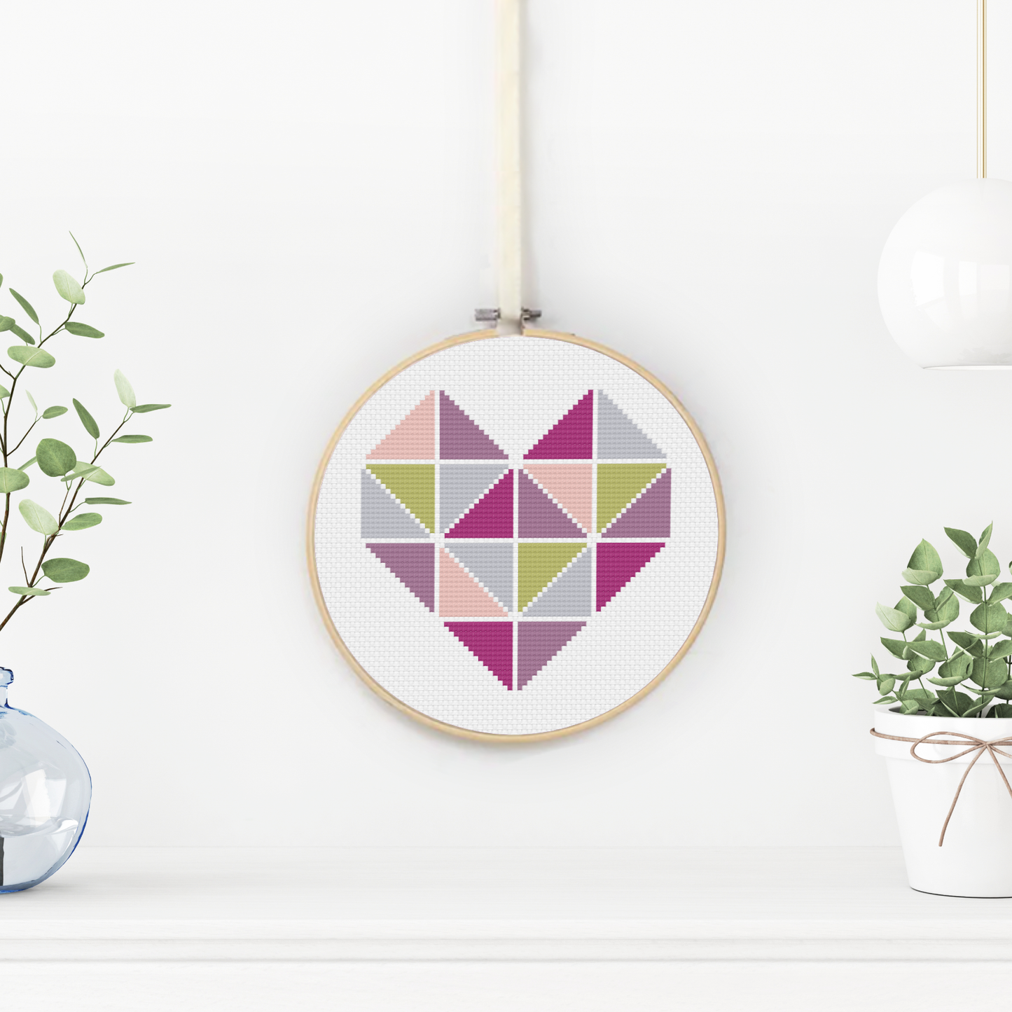 Geometric Heart Cross Stitch Pattern by Peppermint Purple