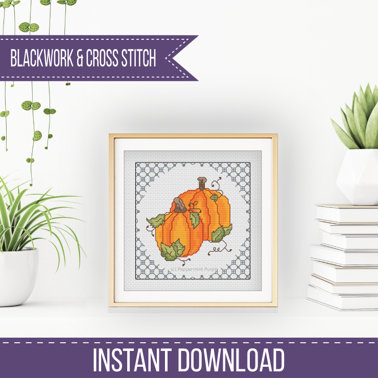 Centre Stage - Pumpkin Blackwork Pattern by Peppermint Purple