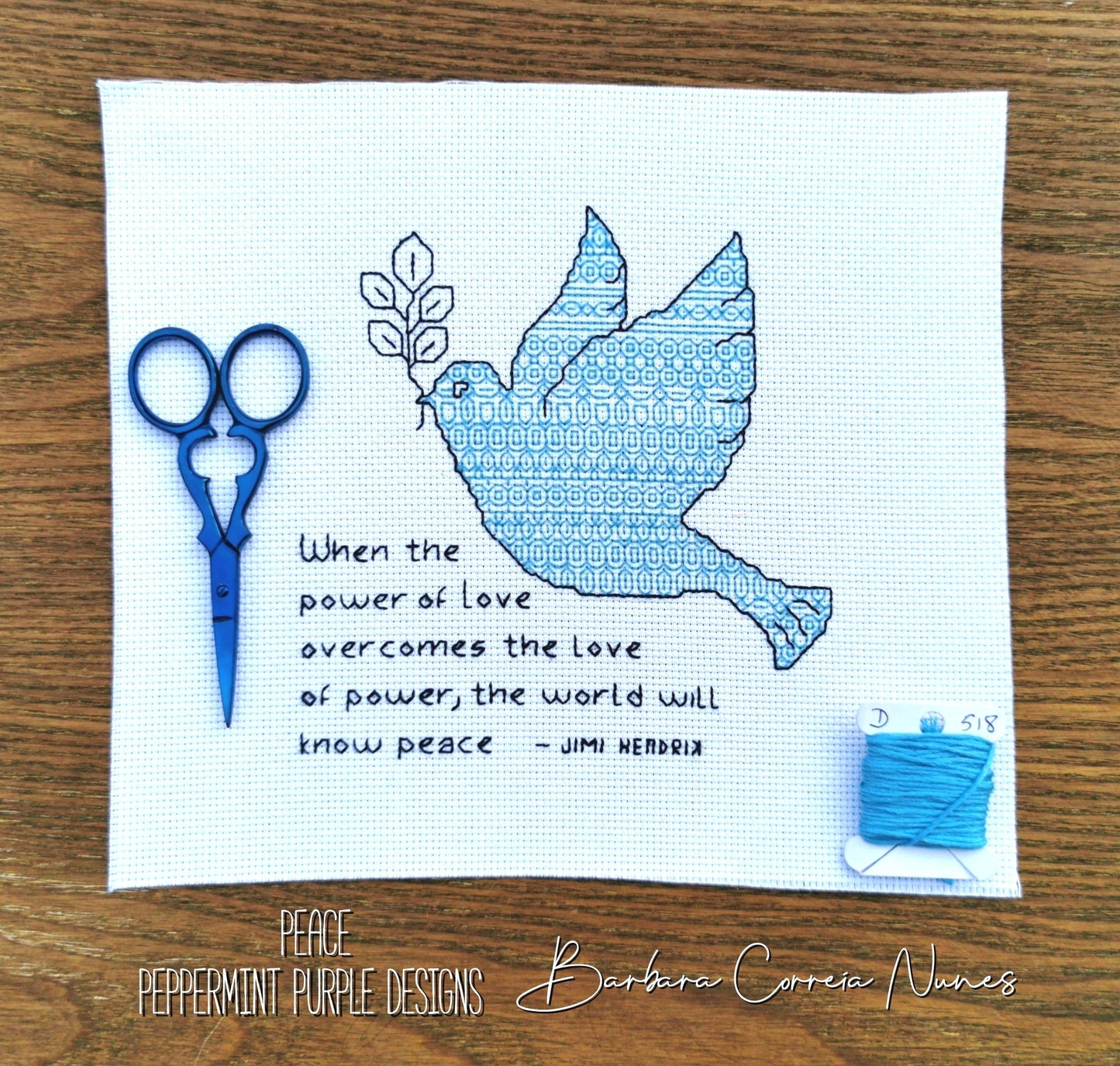 Peace Charity Blackwork Pattern by Peppermint Purple