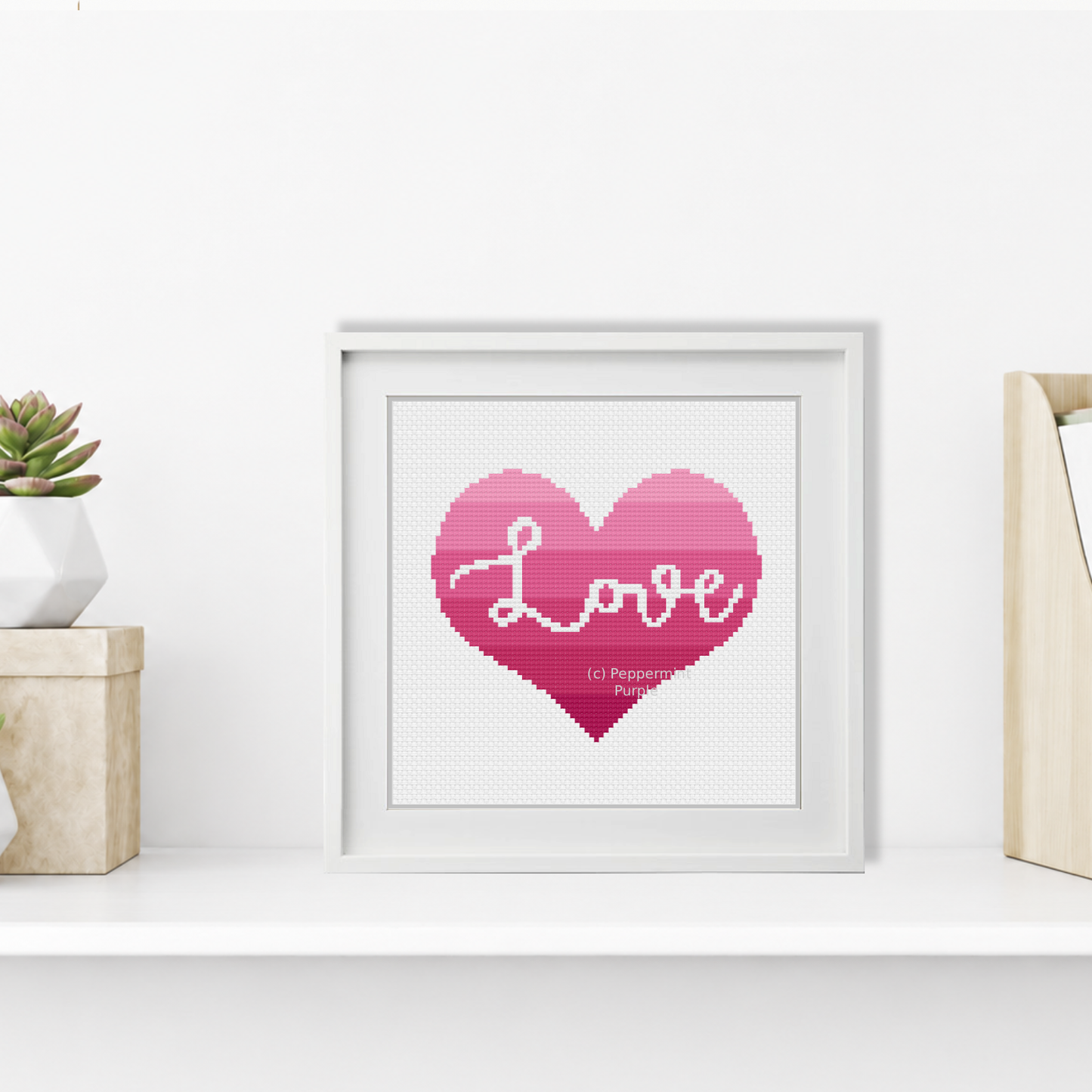 Ombre Love Heart Cross Stitch Pattern by Peppermint Purple