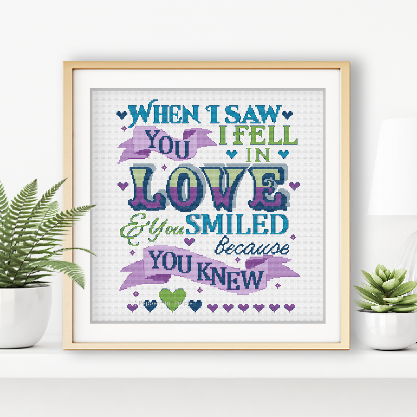 When I saw you I fell in Love Cross Stitch Pattern by Peppermint Purple