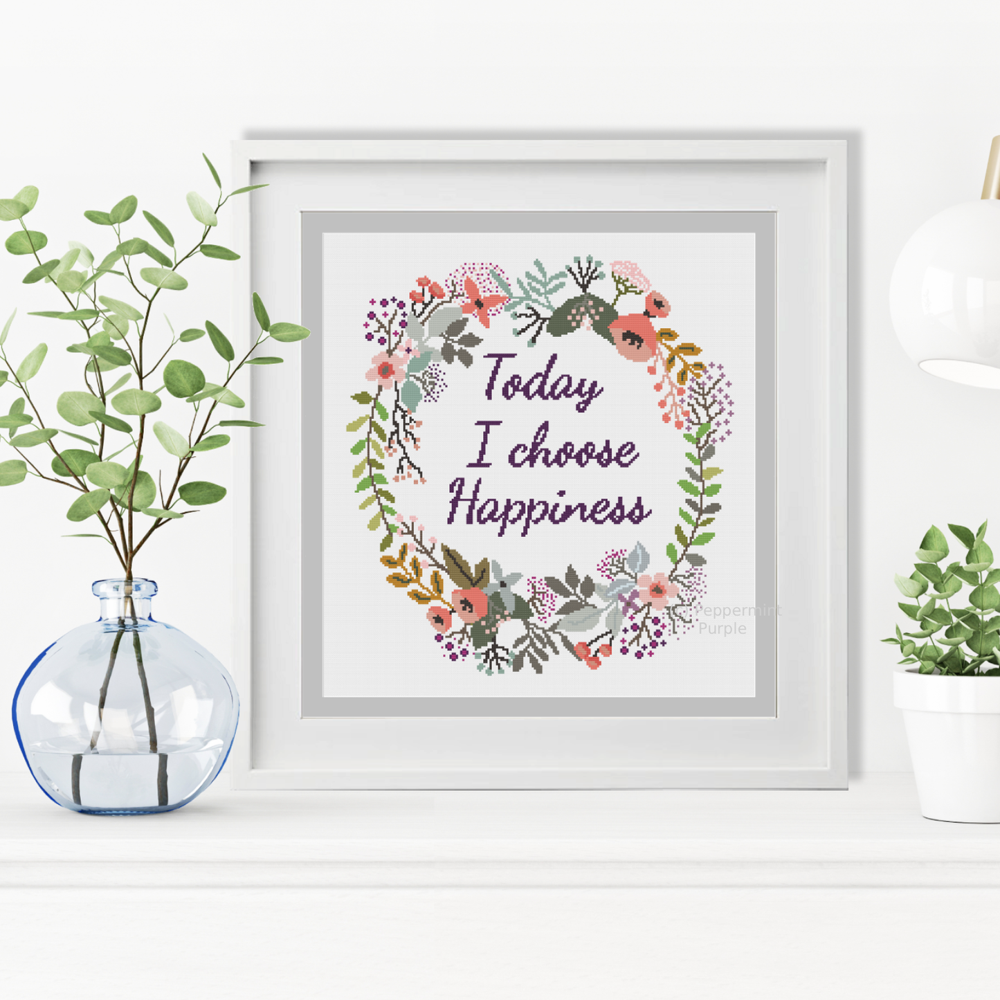 Today I Choose Happiness Cross Stitch Pattern by Peppermint Purple