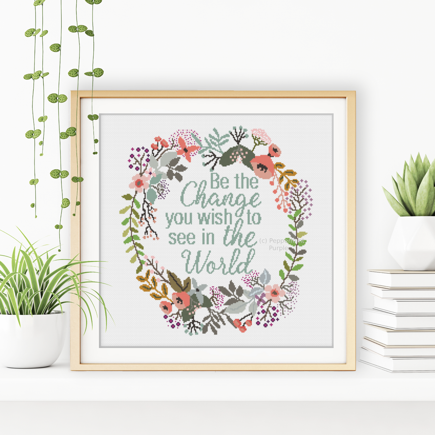 Be The Change Cross Stitch Pattern by Peppermint Purple