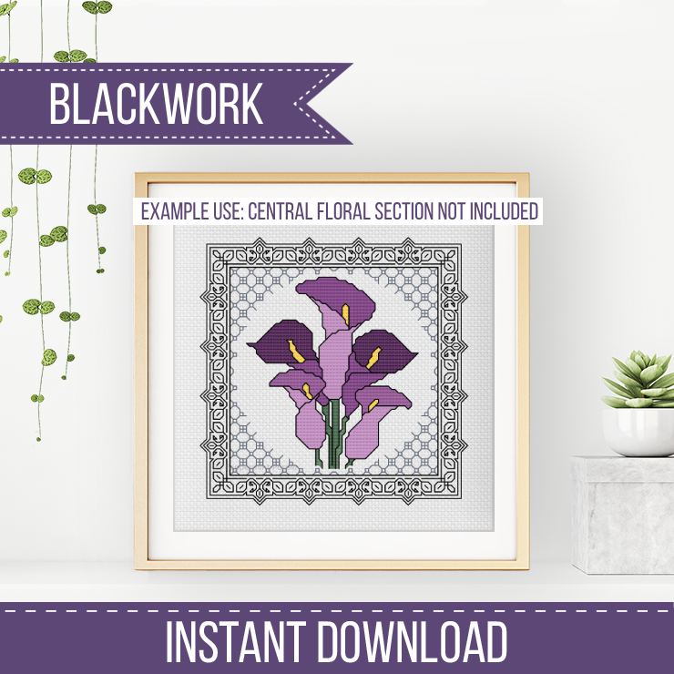 Centre Stage - Border 10 Blackwork Pattern by Peppermint Purple