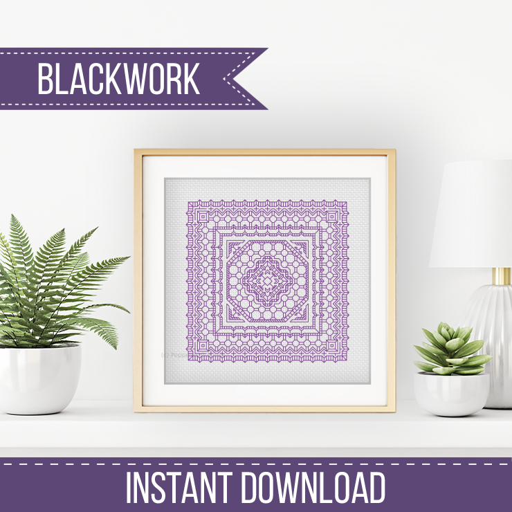 Mini Study In Lavender Blackwork Pattern by Peppermint Purple