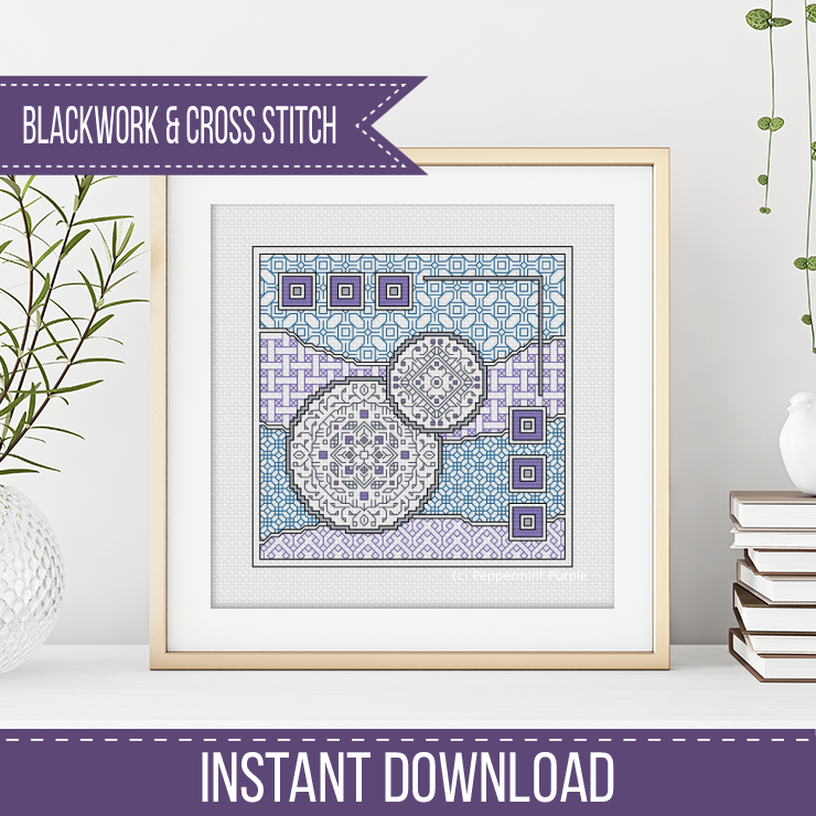 Waves of Calm Blackwork Pattern by Peppermint Purple