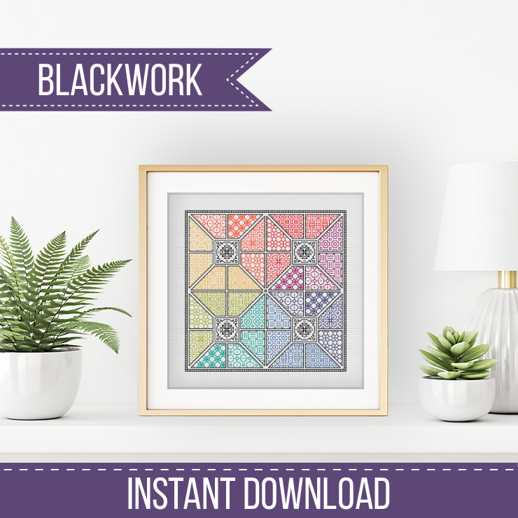 Quadrata Blackwork Pattern by Peppermint Purple