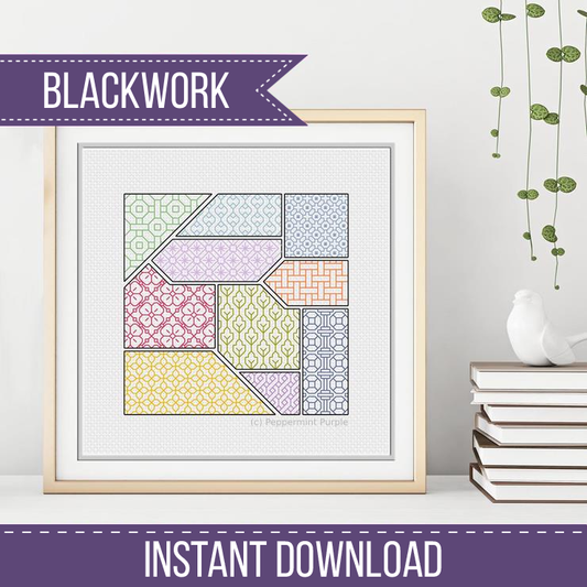 Blackwork Tangram Pattern Blackwork Pattern by Peppermint Purple