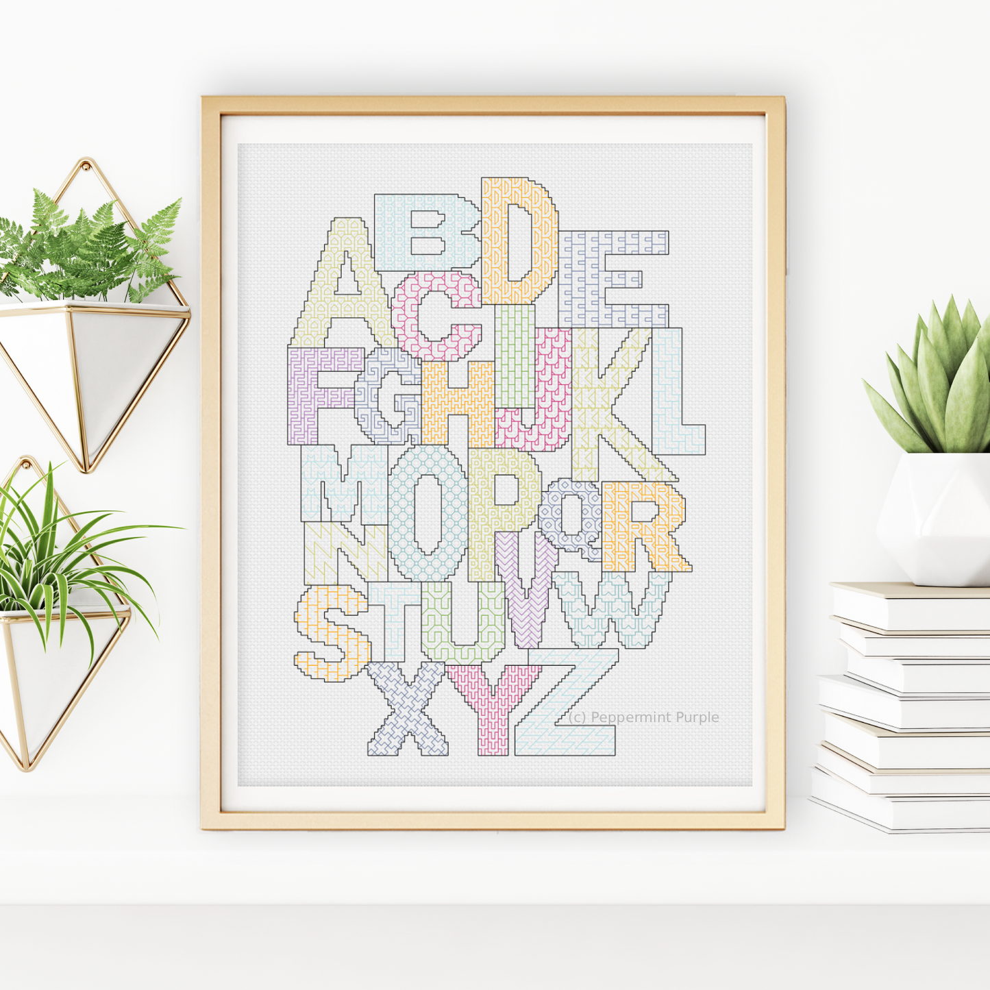 Alphabet Blackwork Pattern Blackwork Pattern by Peppermint Purple