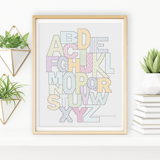 Alphabet Blackwork Pattern Blackwork Pattern by Peppermint Purple