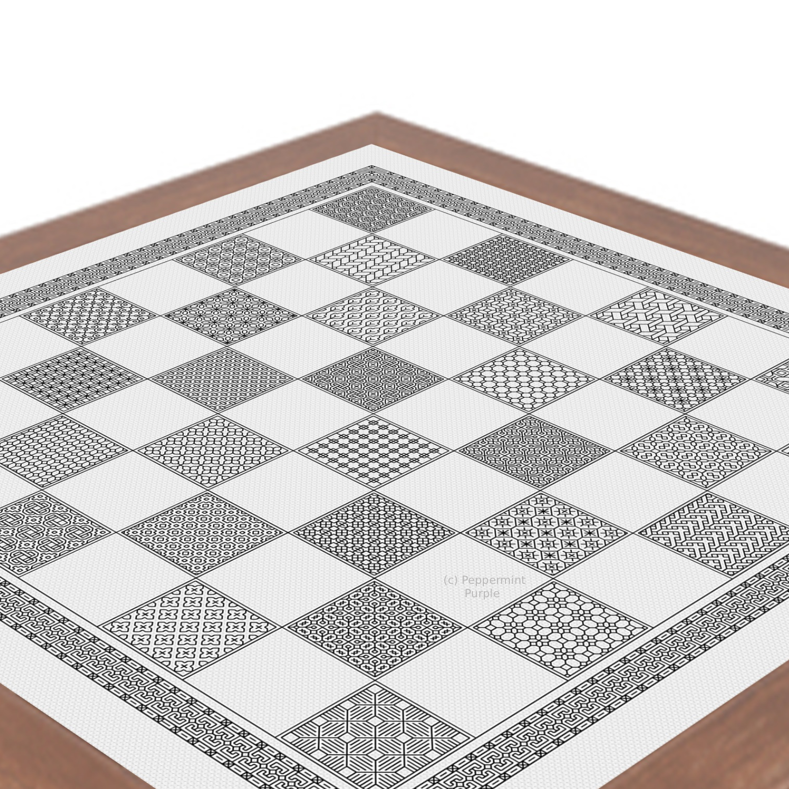 Blackwork Chessboard Blackwork Pattern by Peppermint Purple