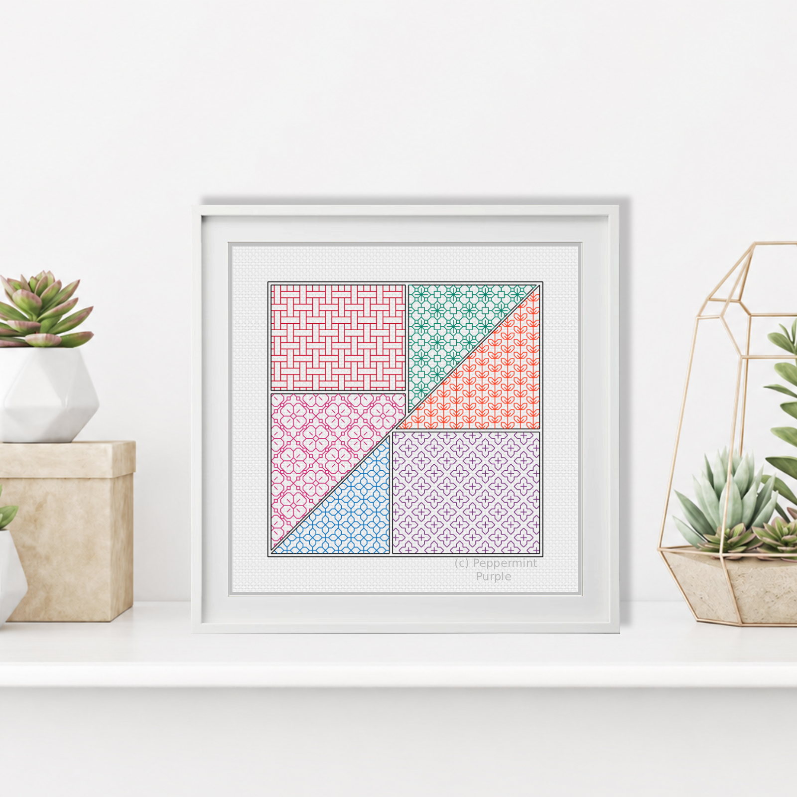 Tangram Blackwork Pattern by Peppermint Purple