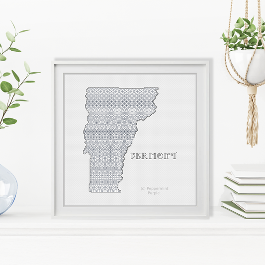 Vermont Blackwork Blackwork Pattern by Peppermint Purple