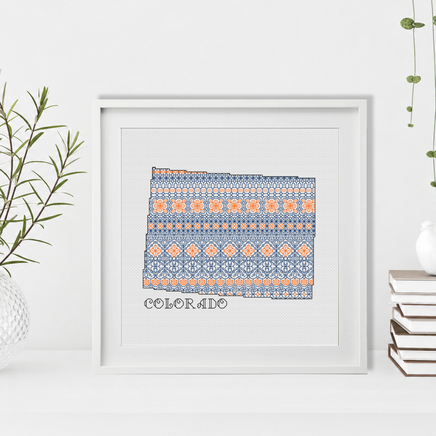 Colorado Blackwork - Blue & Orange Blackwork Pattern by Peppermint Purple