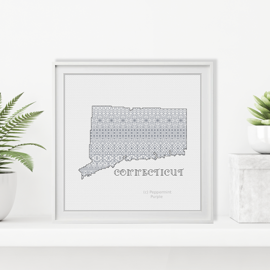 Connecticut Blackwork Blackwork Pattern by Peppermint Purple