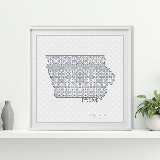 Iowa Blackwork Blackwork Pattern by Peppermint Purple