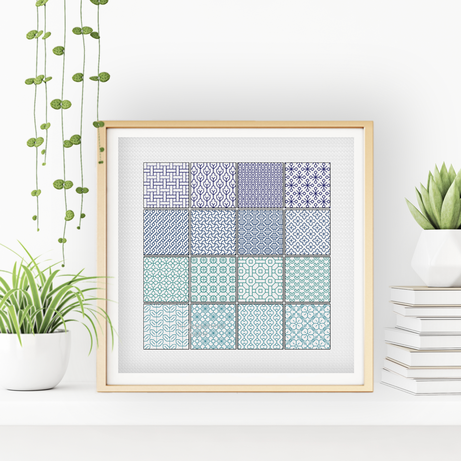 Blackwork Sampler Pattern Blackwork Pattern by Peppermint Purple