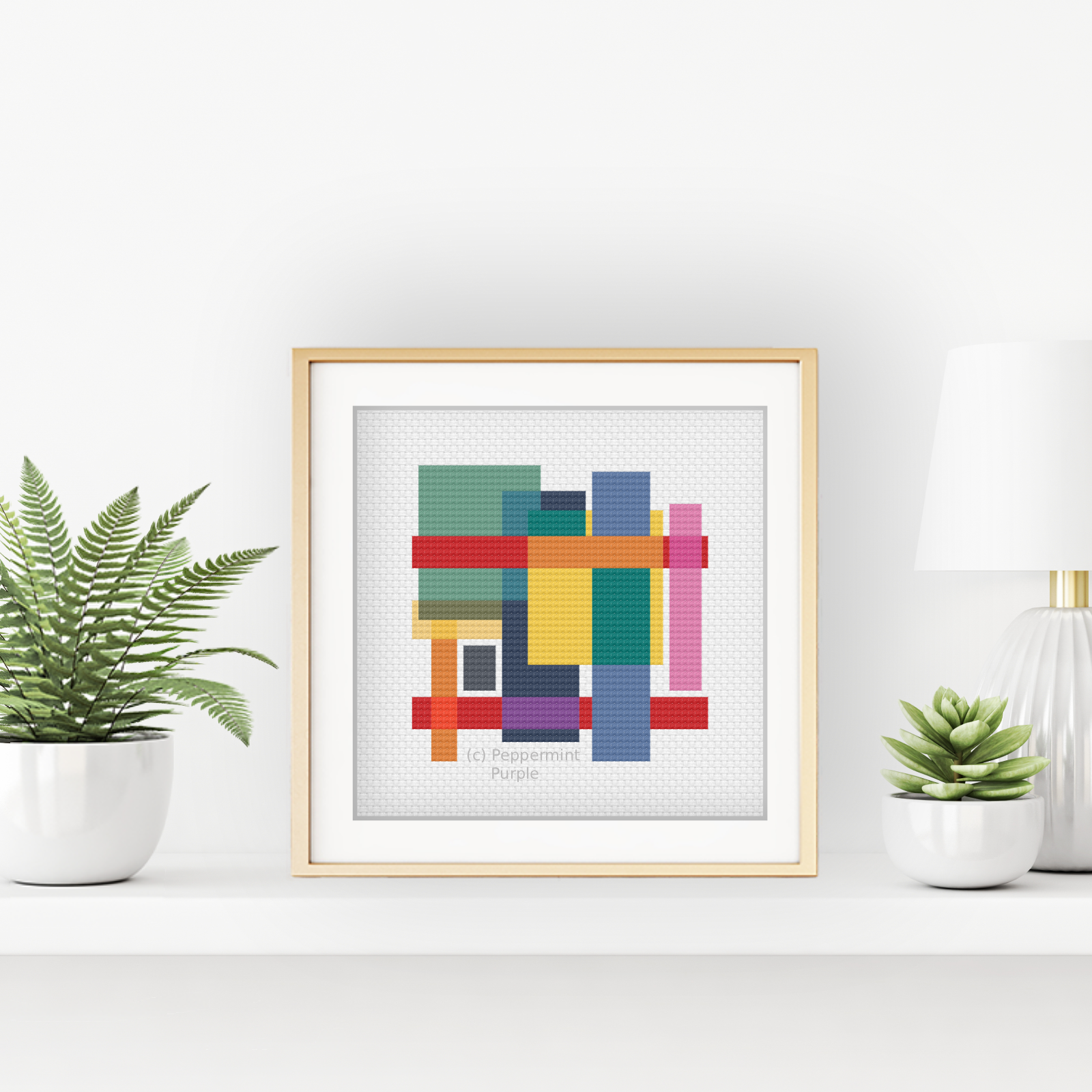 Geometric Squares Abstract Cross Stitch Pattern by Peppermint Purple