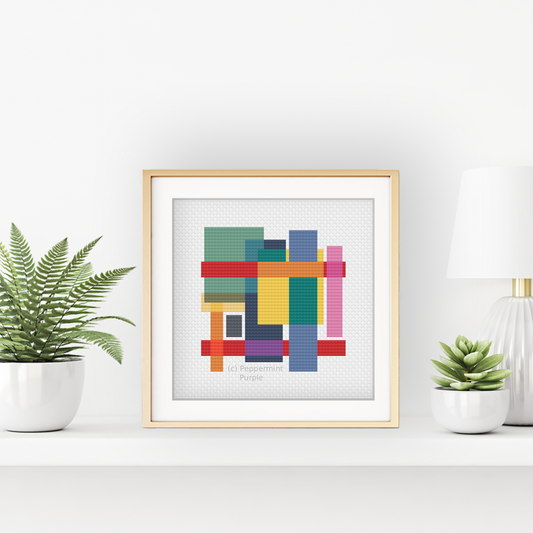 Geometric Squares Abstract Cross Stitch Pattern by Peppermint Purple