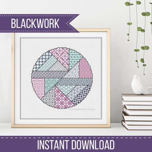 Blackwork Circular Pattern Blackwork Pattern by Peppermint Purple