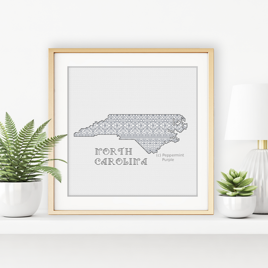 North Carolina Blackwork Blackwork Pattern by Peppermint Purple