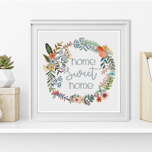 Home Sweet Home Cross Stitch Pattern by Peppermint Purple