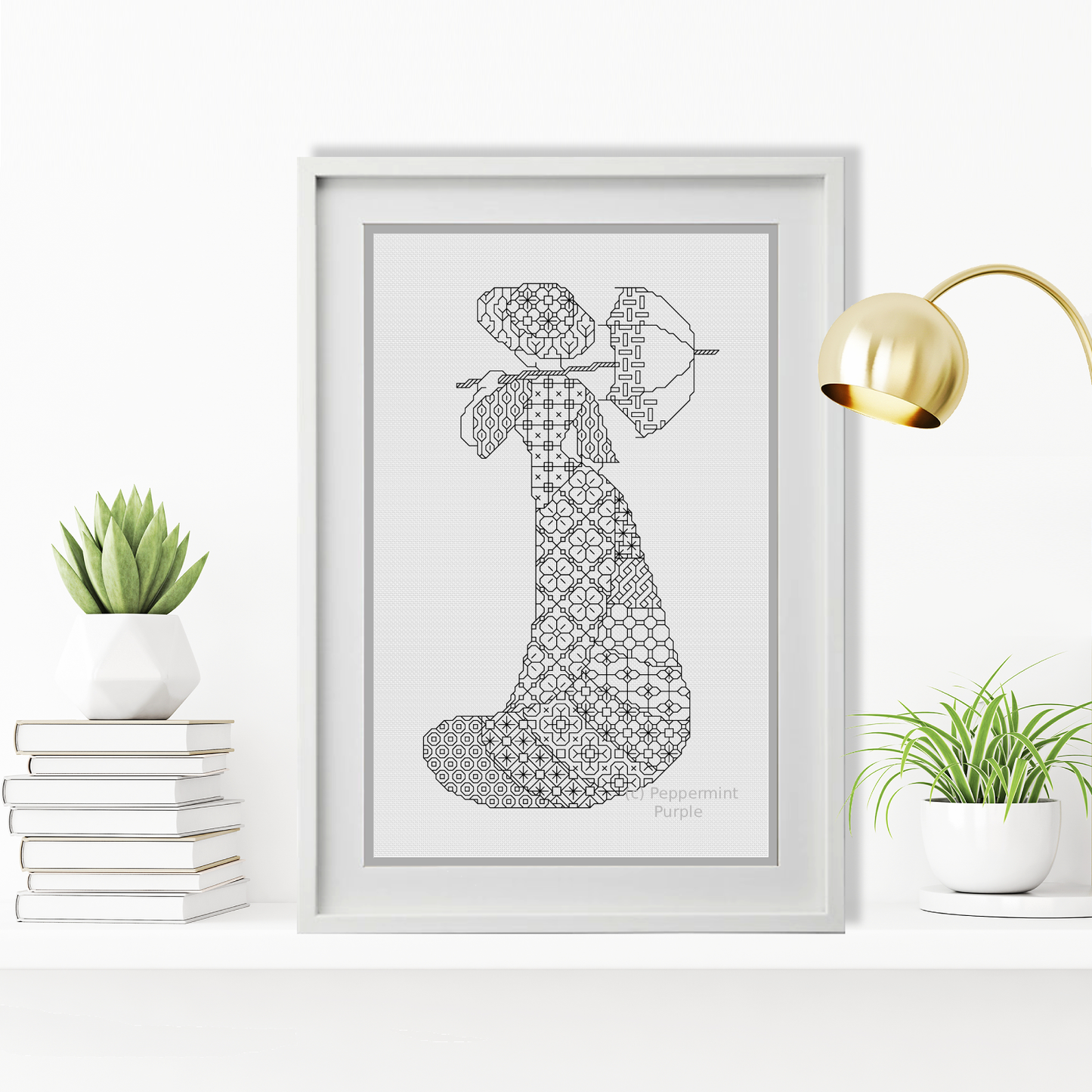 Blackwork Lady Pattern Blackwork Pattern by Peppermint Purple