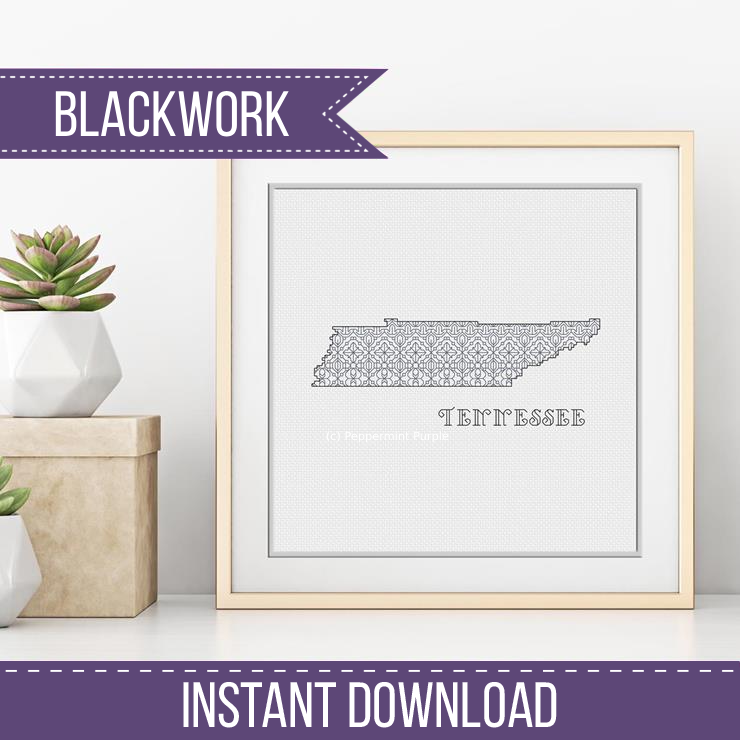 Tennessee Blackwork Blackwork Pattern by Peppermint Purple