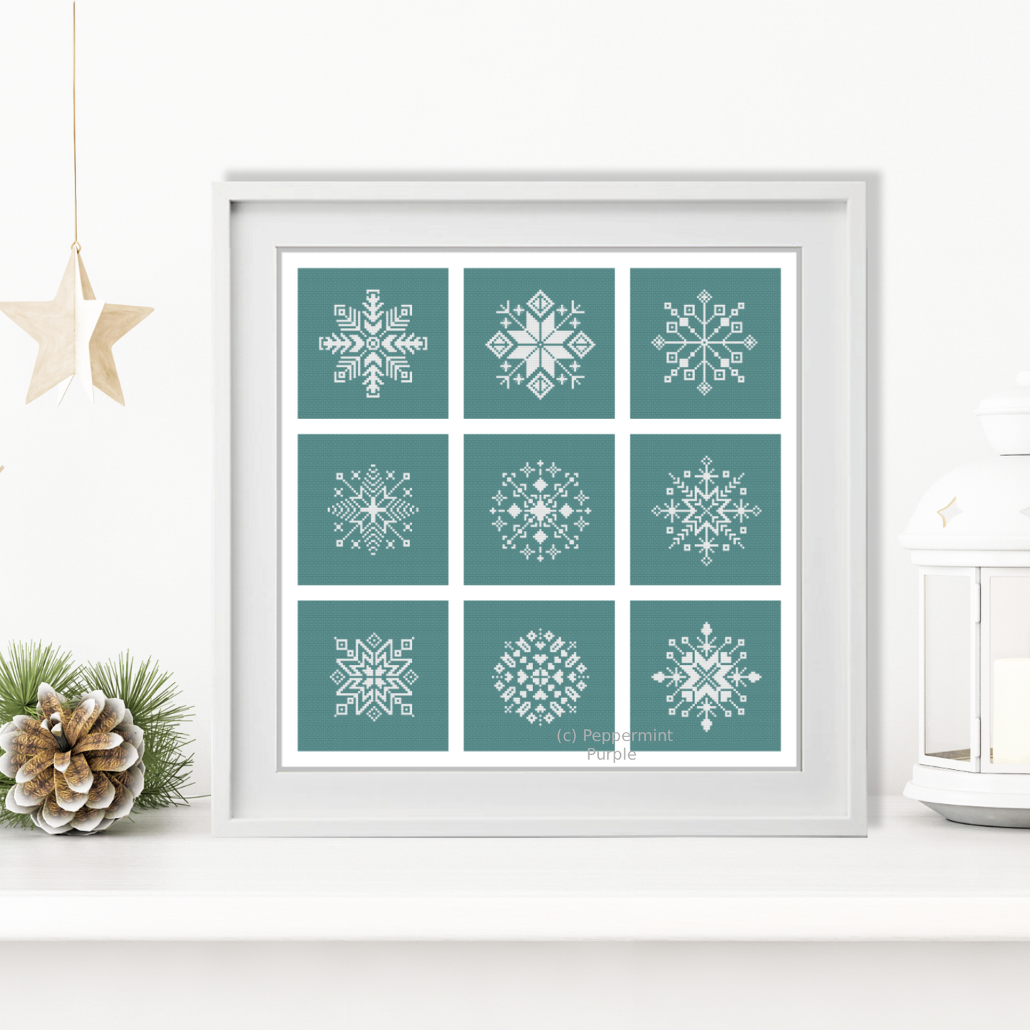 9 Snowflakes Cross Stitch Pattern by Peppermint Purple
