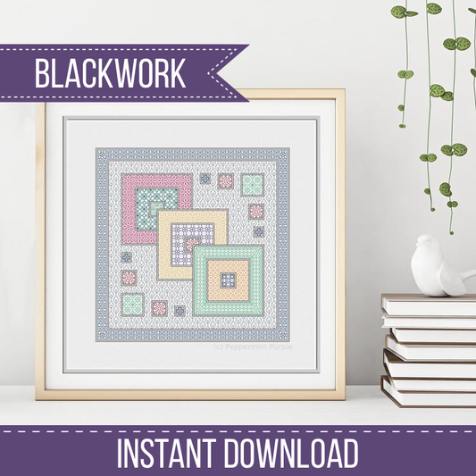 3 Squares Blackwork Blackwork Pattern by Peppermint Purple