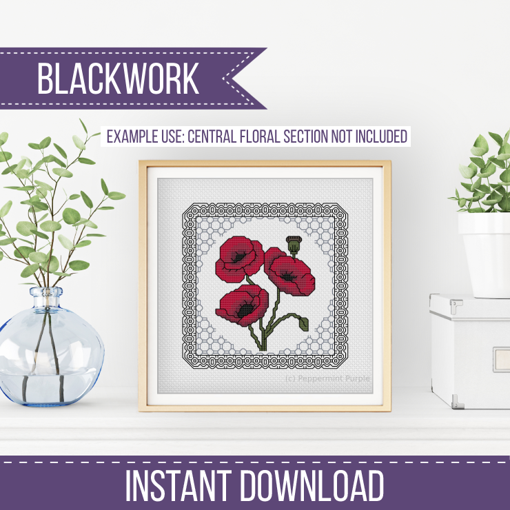 Centre Stage - Border 13 Blackwork Pattern by Peppermint Purple