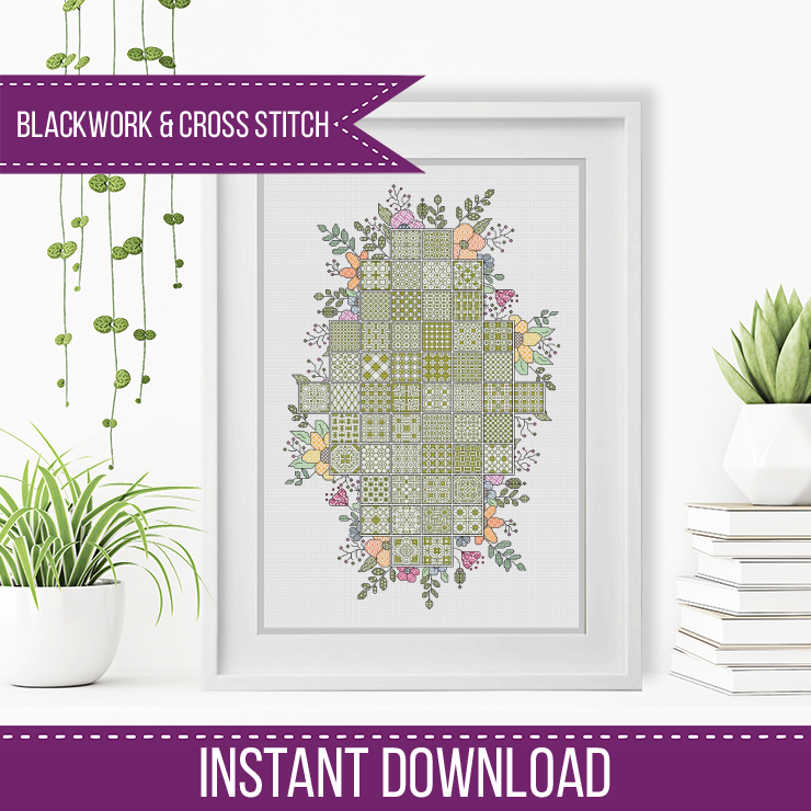 2023 Floral Layout - Blackwork Patterns & Cross Stitch by Peppermint Purple