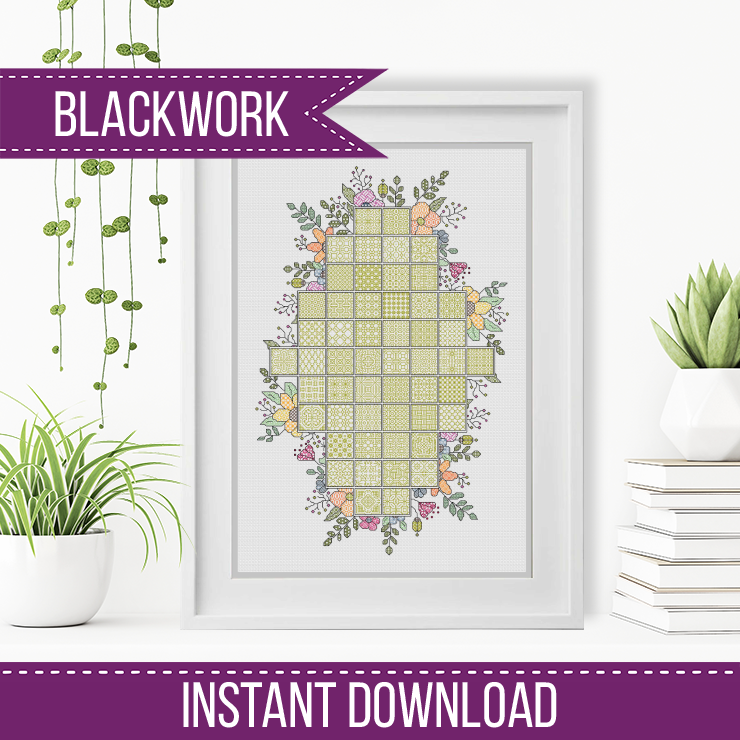 2023 Floral Layout - Blackwork Patterns & Cross Stitch by Peppermint Purple