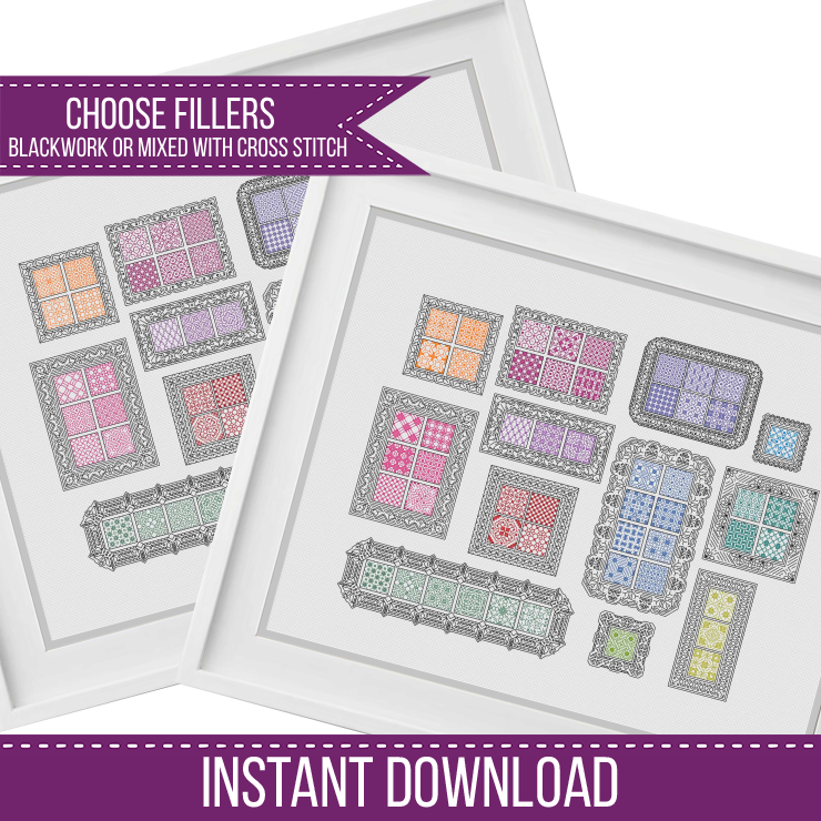 2023 Frames Layout - Blackwork Patterns & Cross Stitch by Peppermint Purple