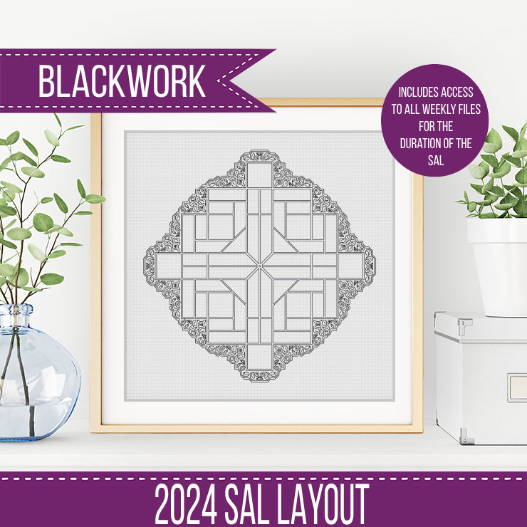 2024 SAL - Bellus Border - Blackwork Patterns & Cross Stitch by Peppermint Purple