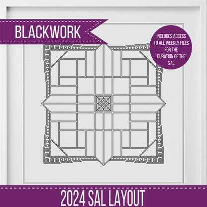 2024 SAL - Dimensiva Border - Blackwork Patterns & Cross Stitch by Peppermint Purple