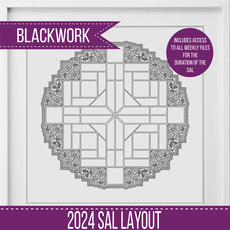 2024 SAL - Doily Border - Blackwork Patterns & Cross Stitch by Peppermint Purple